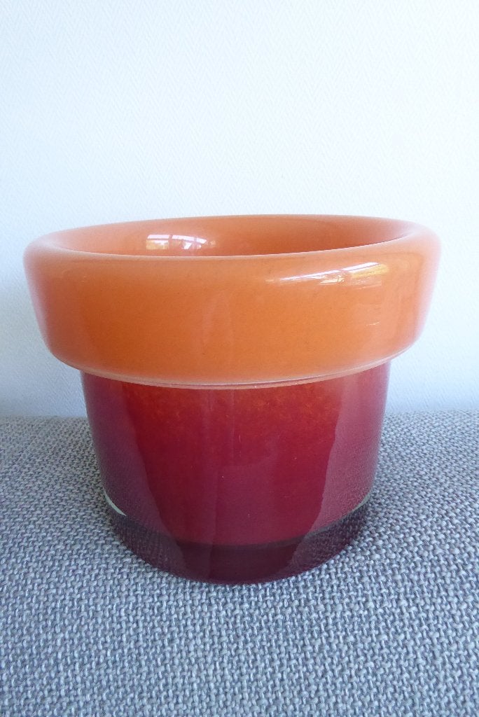 zware retro glazen bloempot Murano 1970, Verzamelen, Retro, Ophalen of Verzenden, Huis en Inrichting