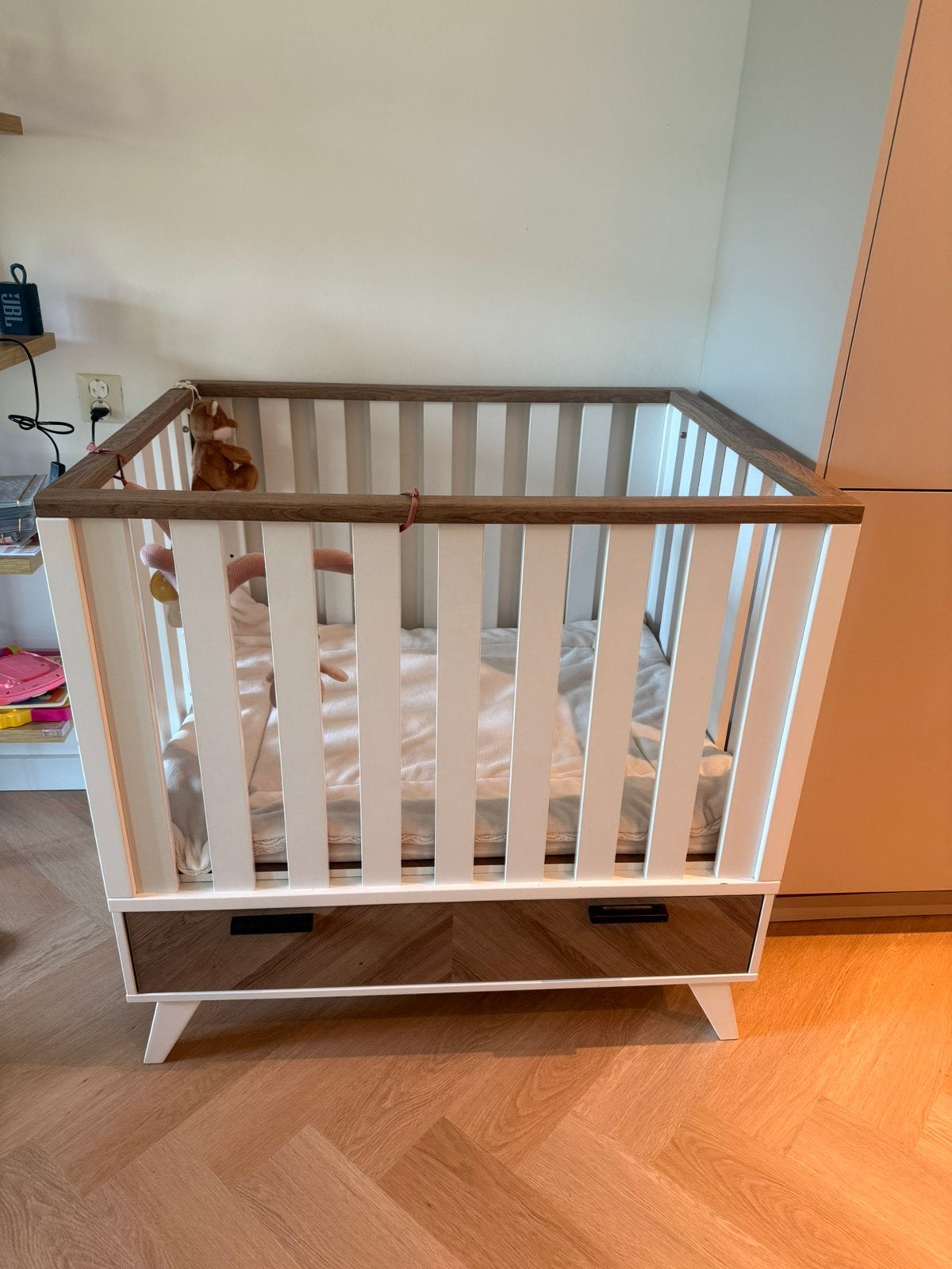 Interbaby Box Lancaster Wit/Visgraatmotief met Lade, Kinderen en Baby's, Boxen, Ophalen, Zo goed als nieuw, Rechthoekig, In hoogte verstelbaar