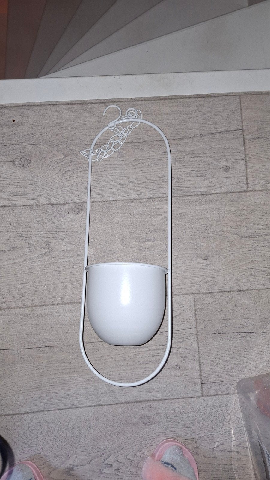 Witte hangpot 50cm, Ophalen, Zo goed als nieuw, Wit, Metaal