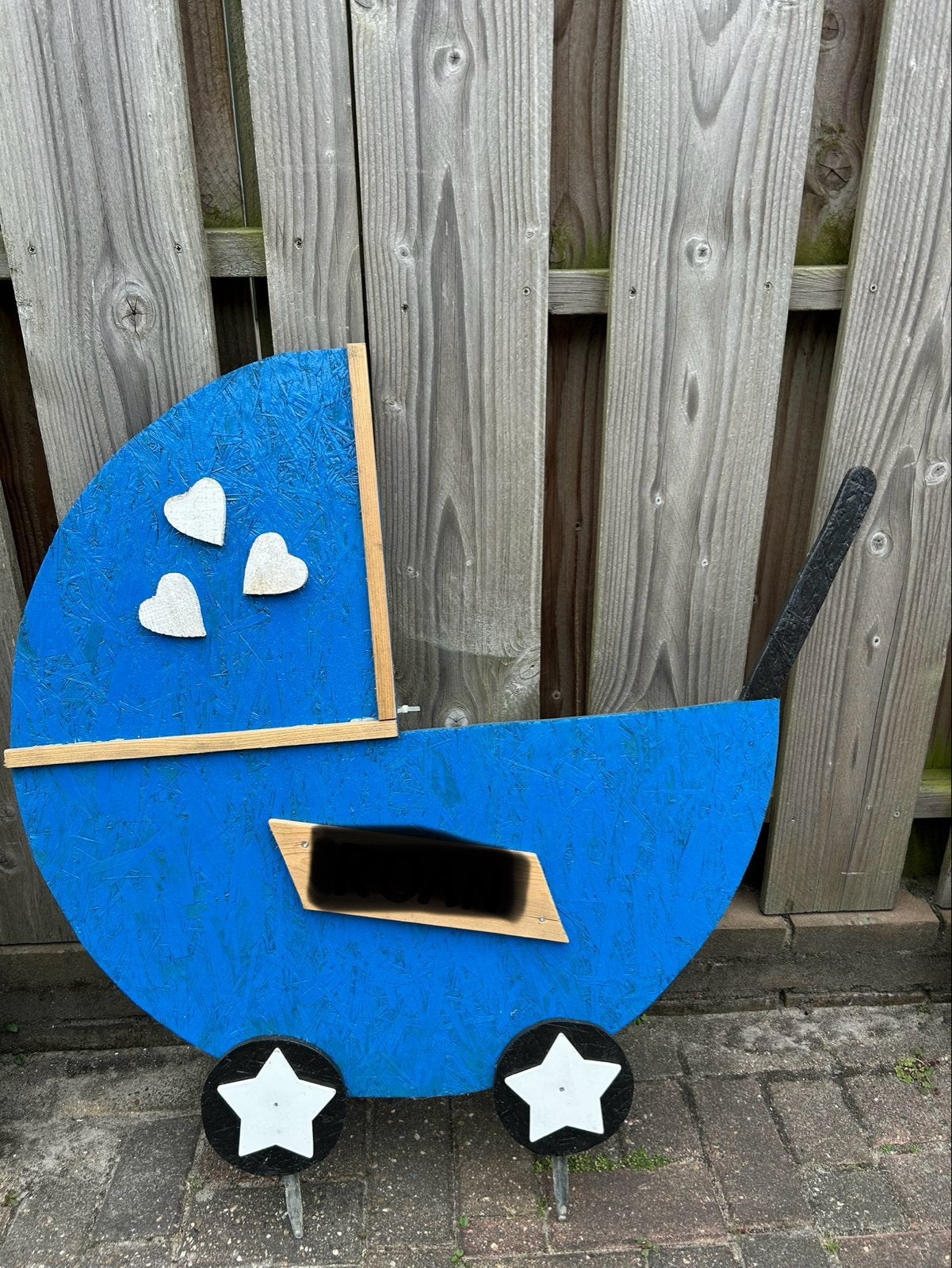 Geboortebord kinderwagen of melkflesje roze/blauw te huur, Ophalen, Gebruikt, Geboortebord