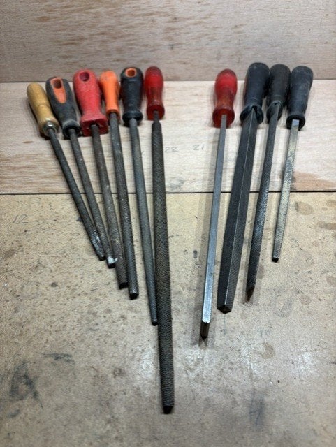 Staal 14x diverse veilen + Hout veilen 4x + Gat-steekpen 1x, Ophalen, Gebruikt