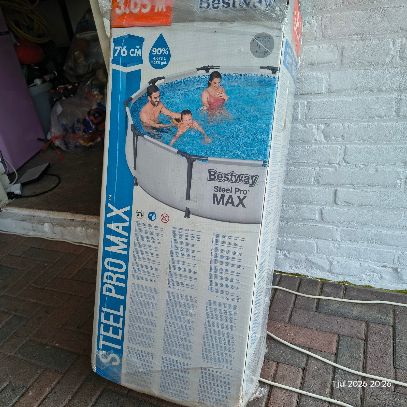 Bestway Steel Pro MAX Opzetzwembad 3.05M x 76CM, Ophalen, Minder dan 80 cm, Rond, Opzetzwembad