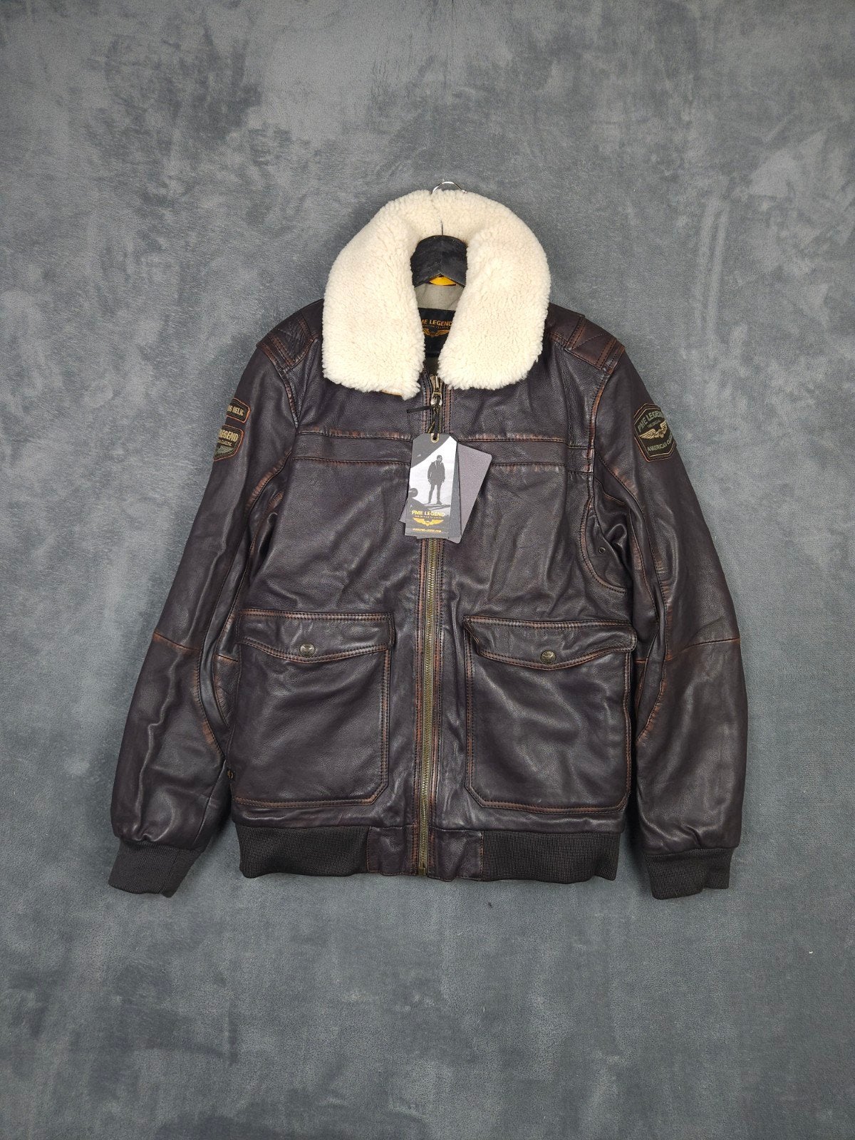 Pme Legend Leren Jas Snowprop L Bruin Pilotenjas Bomber, Maat 52/54 (L), Bruin, Verzenden, .