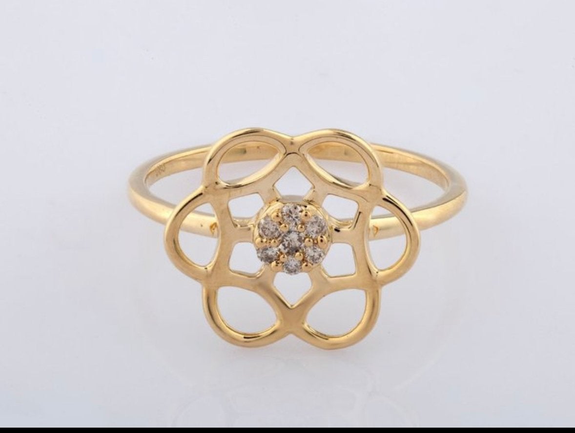 14 kt ring met diamantjes, Verzenden, Dame, Goud, Kleiner dan 17