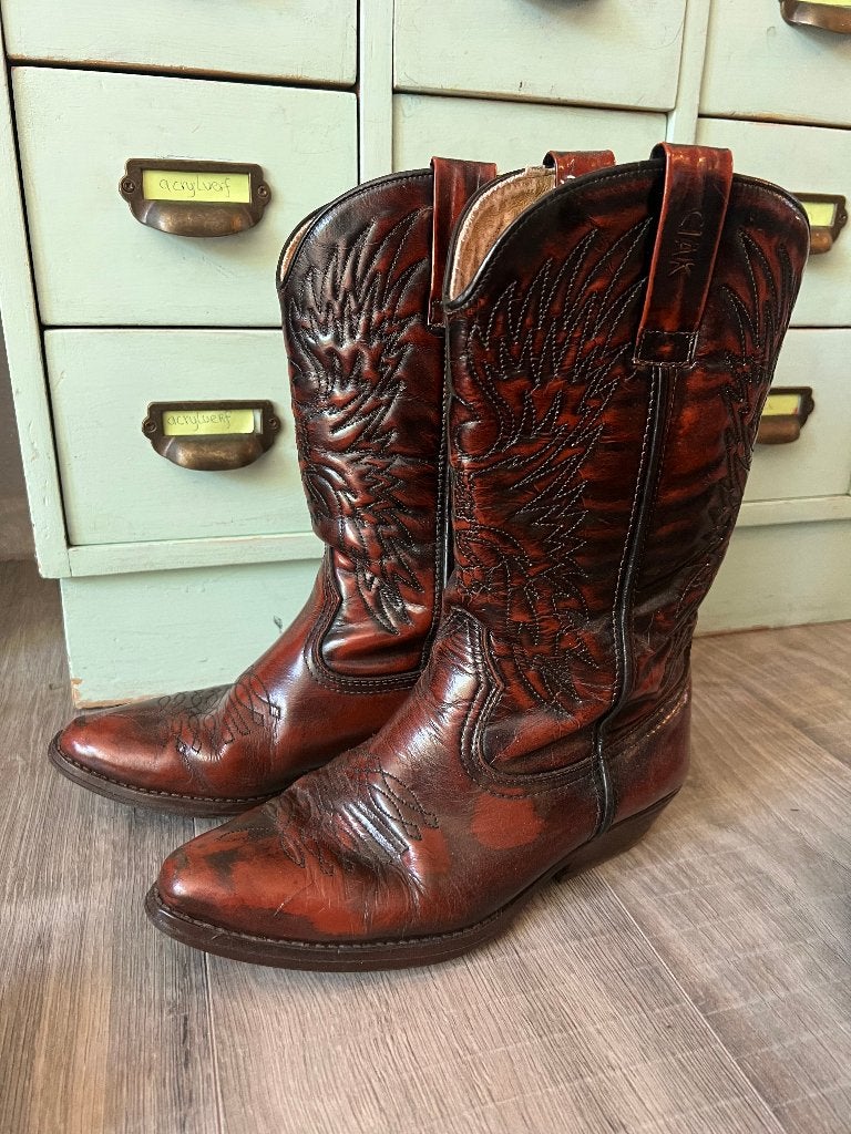 Vintage cognac leren western laarzen cowboylaarzen Ciak 42, Kleding | Dames, Hoge laarzen, Bruin, Ophalen of Verzenden, Zo goed als nieuw