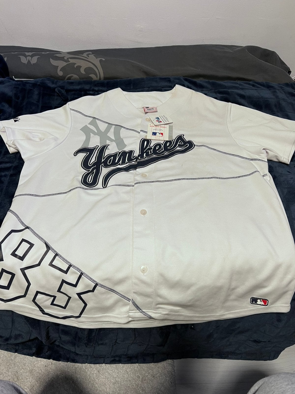 Vintage NY Yankees Jersey met kaartjes eraan (mogelijk 1983), Ophalen of Verzenden, Nieuw, Maat 52/54 (L), Wit