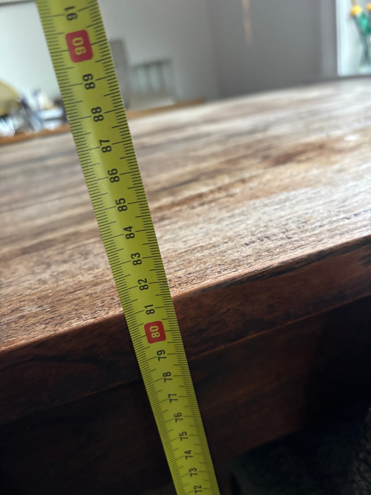 Robuuste houten eettafel - 219x100x79 cm, Ophalen, Gebruikt, 100 tot 150 cm, 200 cm of meer