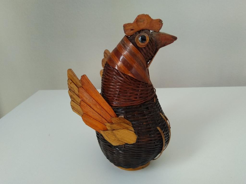 vintage rieten haan, kip jaren 70 Pasen, Diversen, Pasen, Gebruikt, Ophalen of Verzenden
