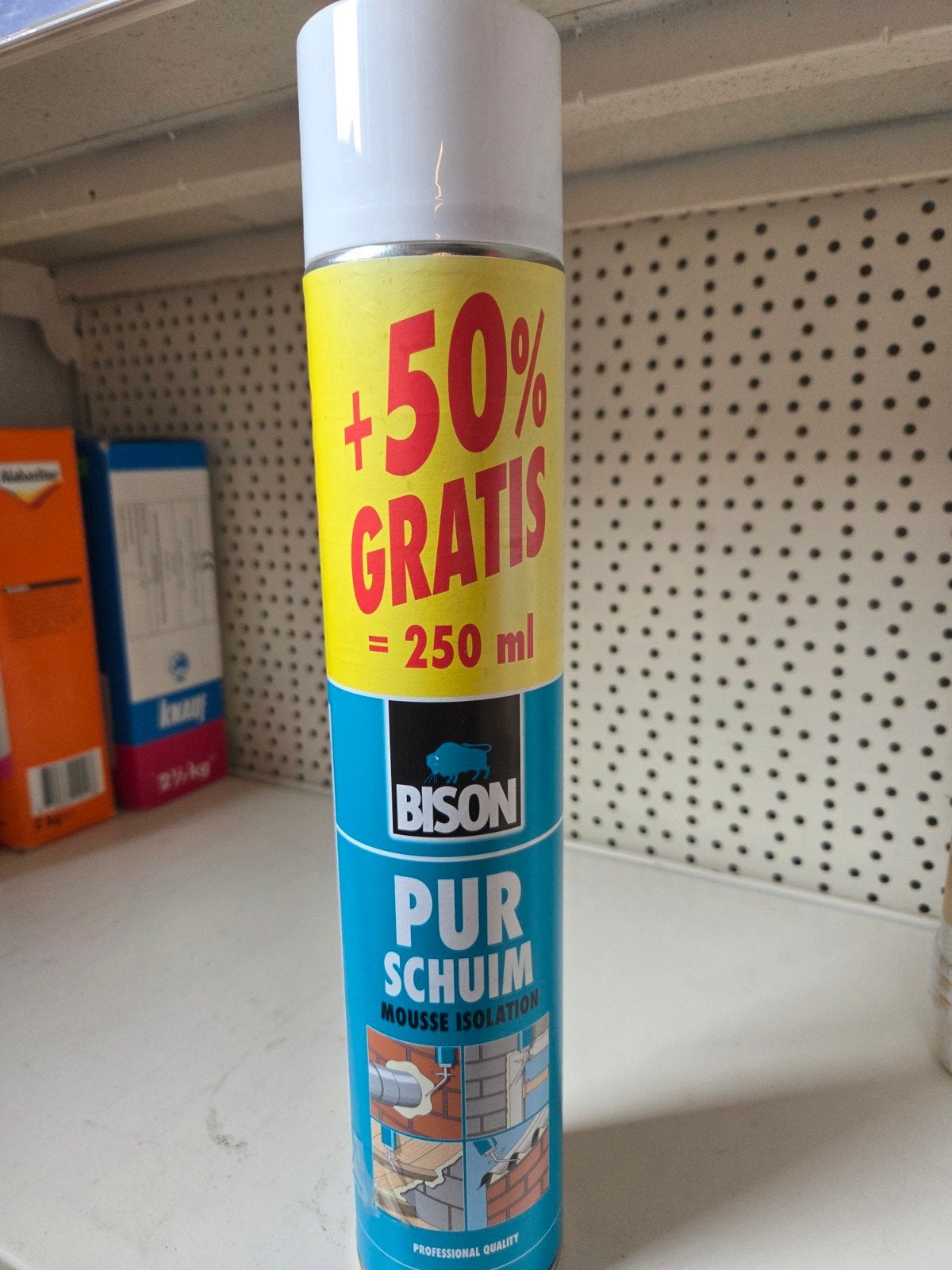 Bison PUR Schuim Mousse Isolation - 250 ml (+50% gratis), Minder dan 4 cm, Overige materialen, Nieuw, Ophalen of Verzenden