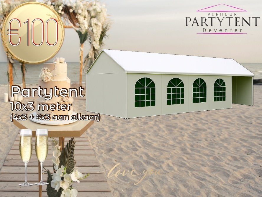 Grote partytent 10x3 meter huren voor bruiloft, Ophalen, Nieuw, Geboorte of Huwelijk