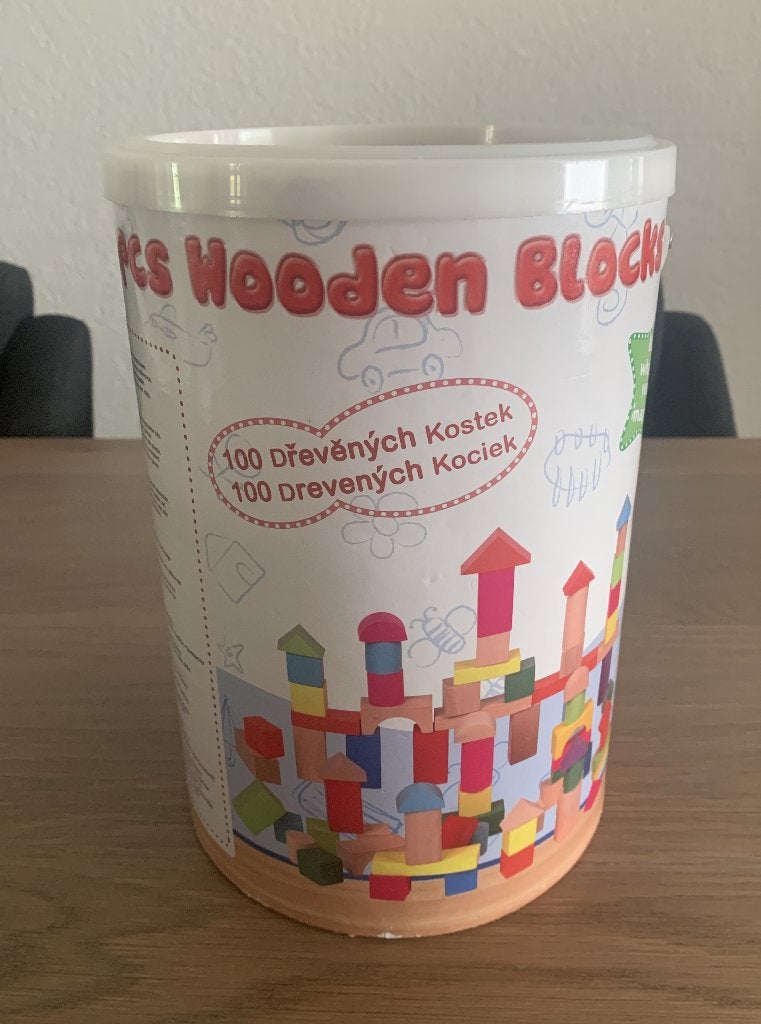 Blokkenton - houten blokken - 100-delig, Ophalen of Verzenden, Zo goed als nieuw, Bouwen