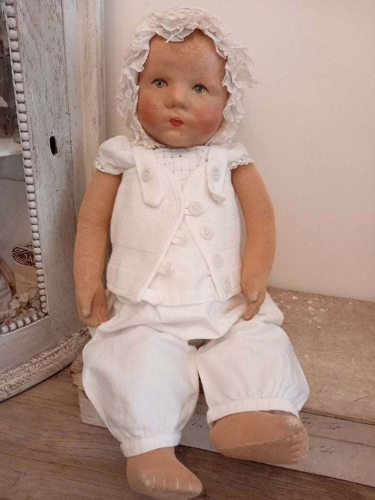 Antieke poppen kleertjes 3 delig set., Verzamelen, Poppen, Ophalen of Verzenden, Zo goed als nieuw, Kleertjes