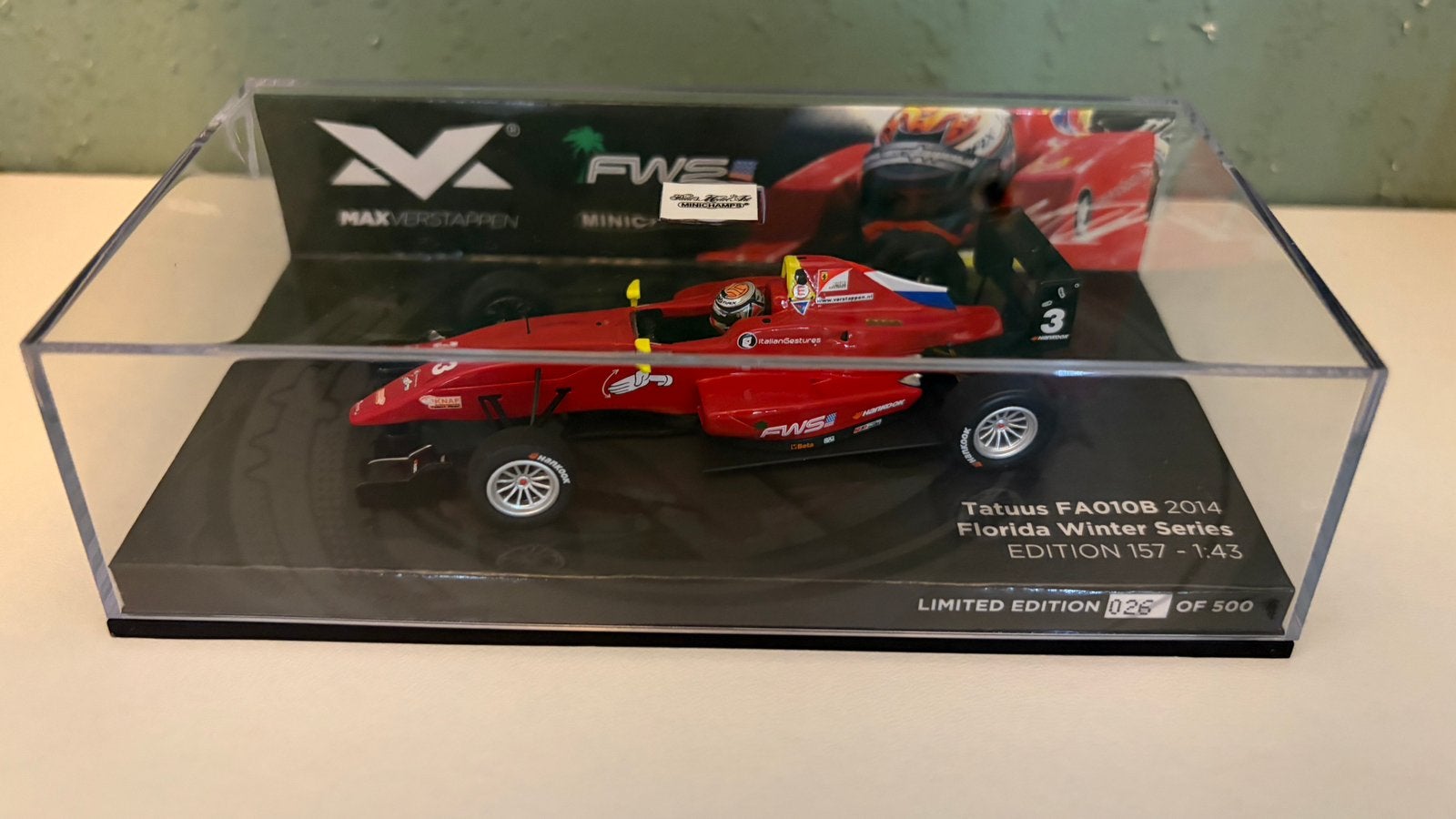 Tatuus FA010B Florida Winter Series 2014 (026/500) zeldzaam, Ophalen of Verzenden, Nieuw, Auto, MiniChamps