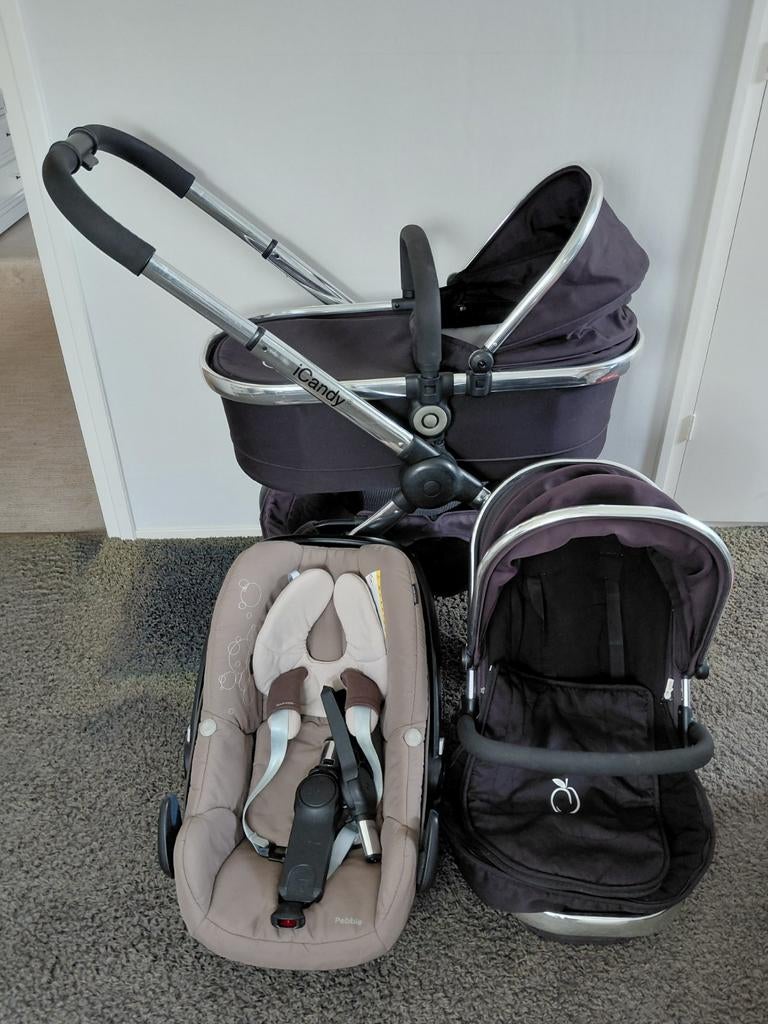 iCandy kinderwagen met  reiswieg wandelwagen en maxi cosi, Overige merken, Gebruikt, Met autostoeltje, Ophalen of Verzenden