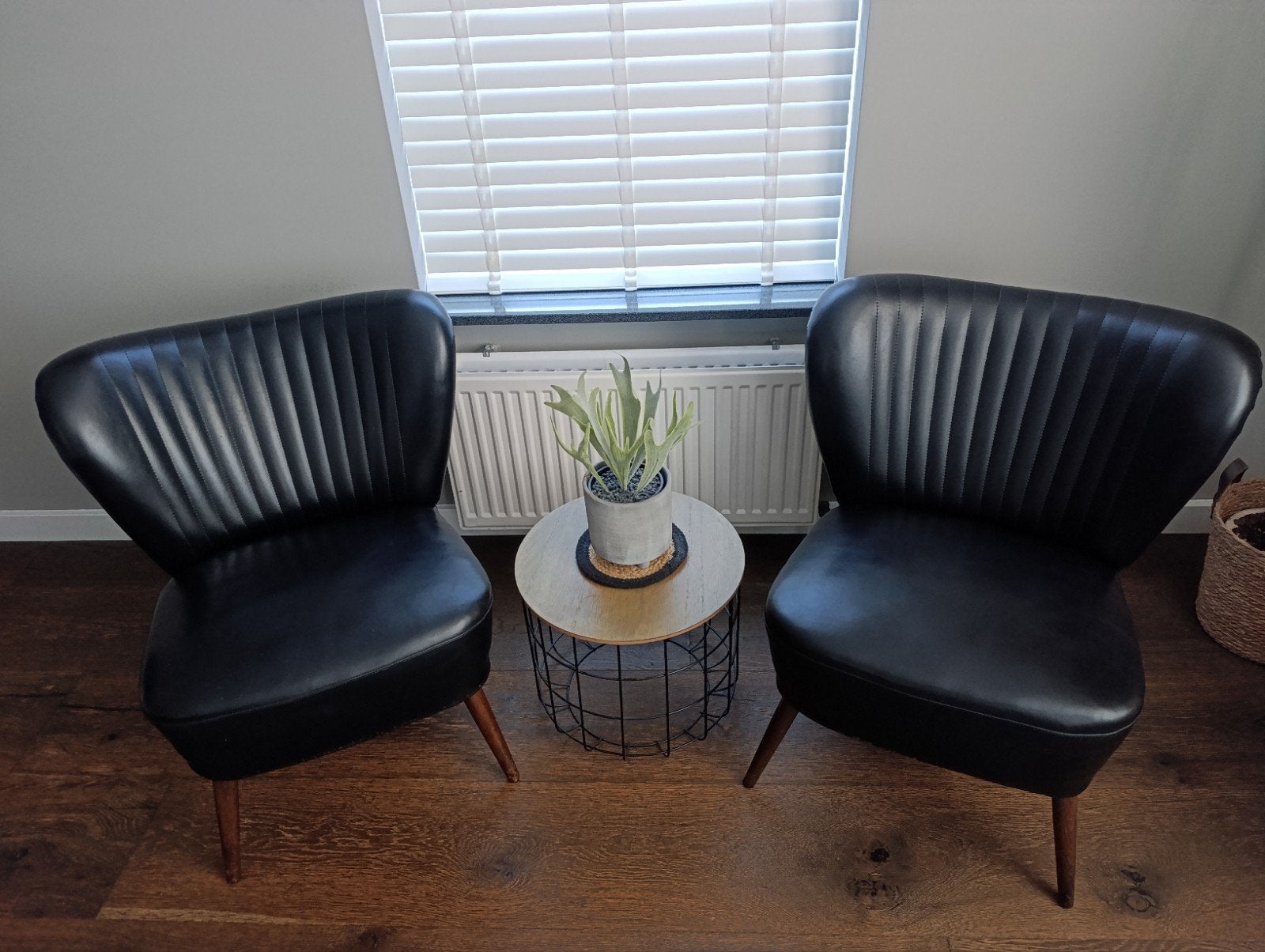 Twee zwarte cocktail chairs uit 50/60er jaren, Ophalen, Gebruikt, Zwart, Hout