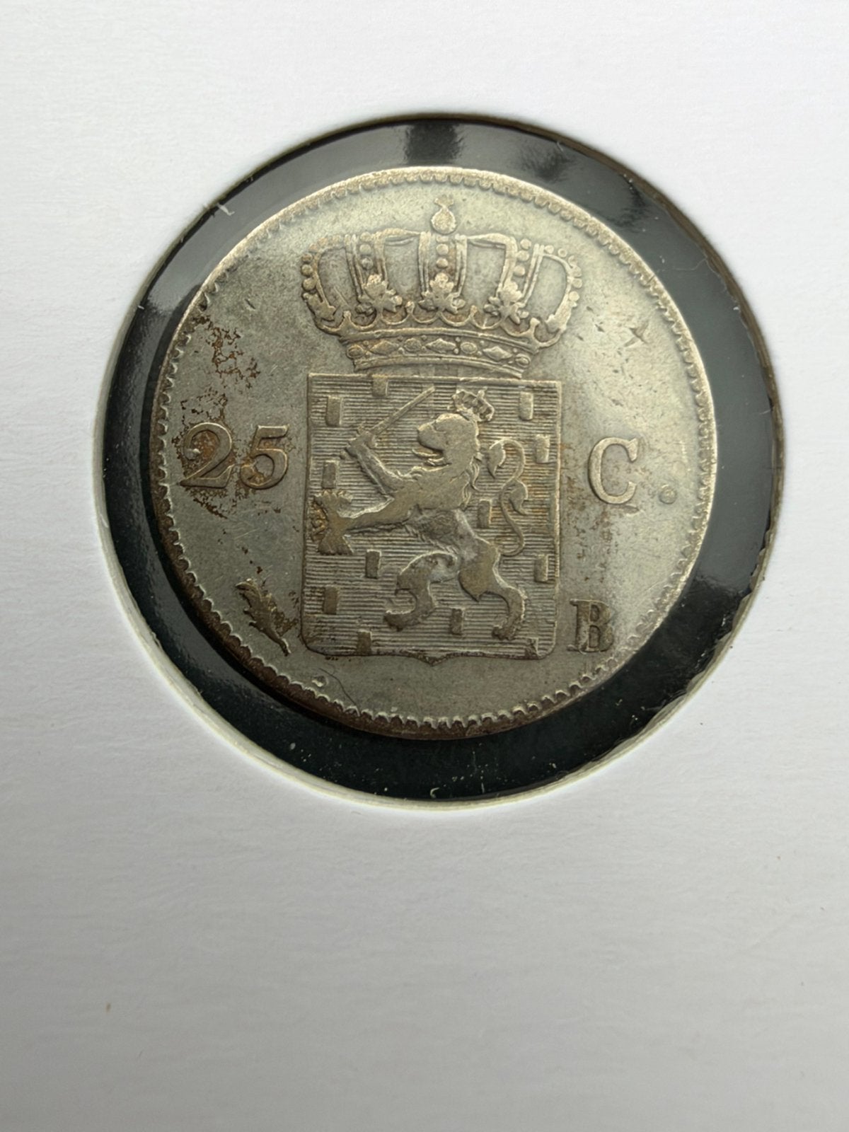 Kwartje Willem I 1825B, Zilver, 25 cent, Ophalen of Verzenden, Koning Willem I