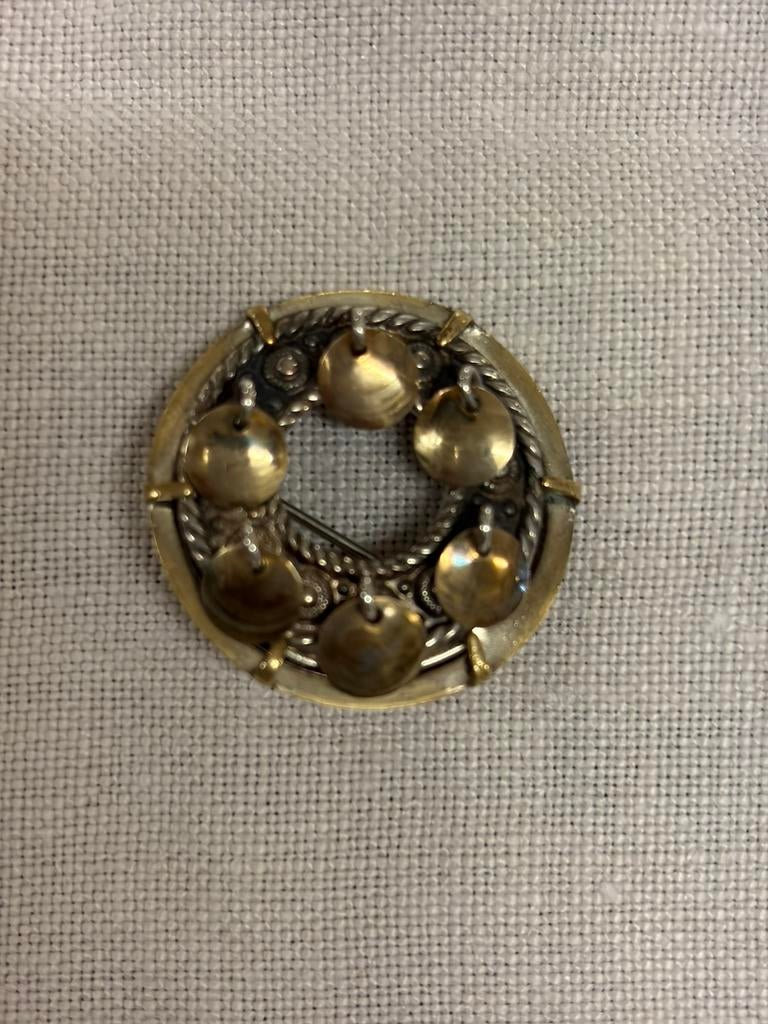 Vintage Noorse zilver trouwbroche Sølje, Ophalen of Verzenden, Zilver