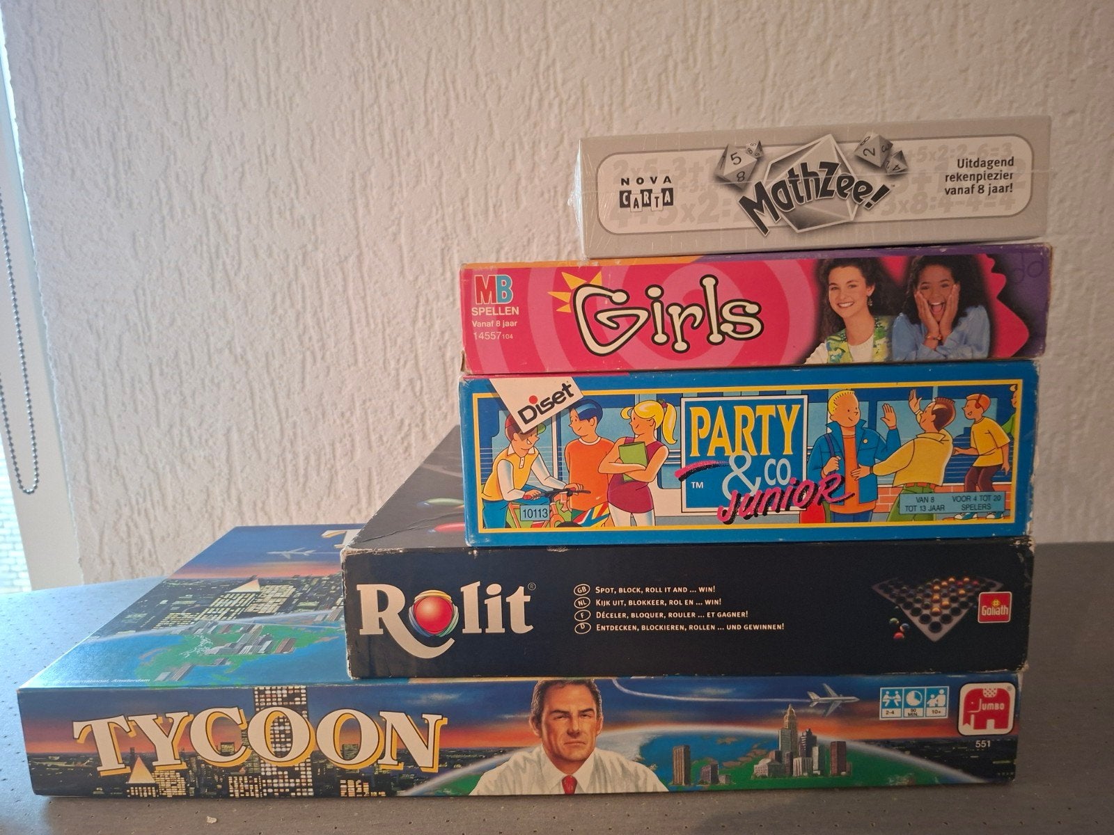 Spellenpakket: Tycoon, Rolit, Girls, Party & Co, Mathzee, Ophalen