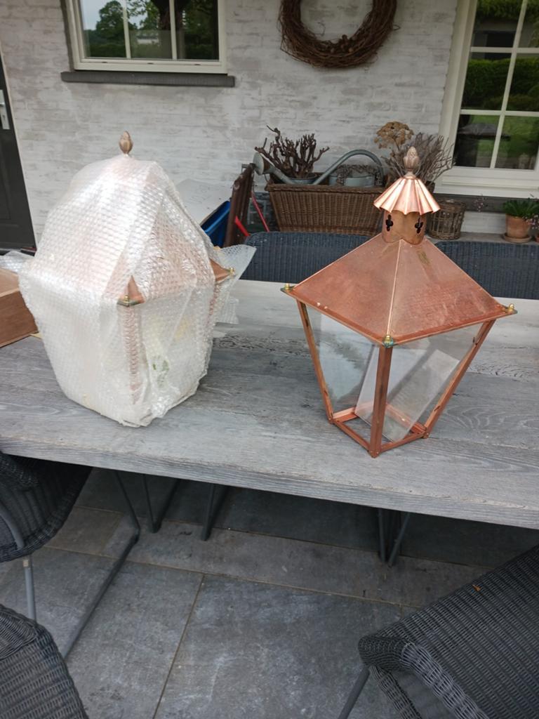 Koperen buitenlampen - Set van 2, Antiek en Kunst, Ophalen of Verzenden