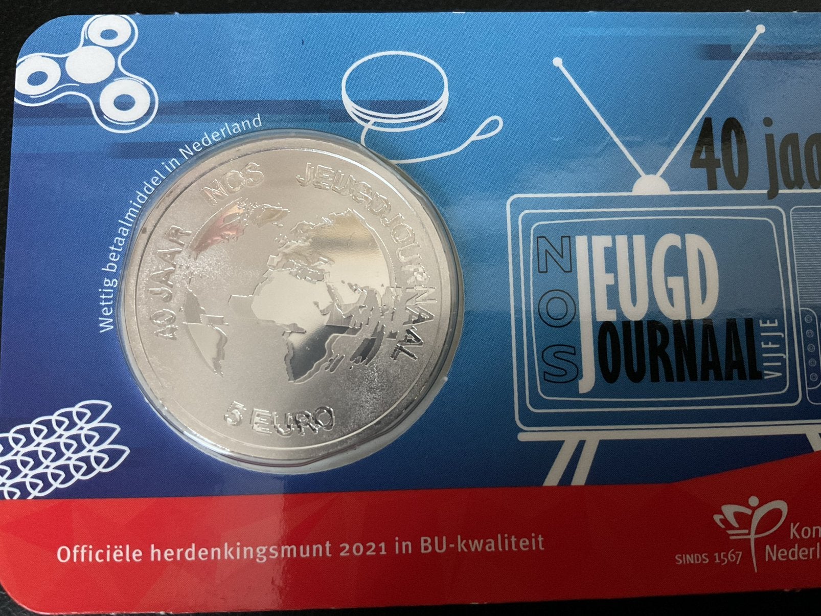 Coincard 40 jaar jeugd journaal “misslag” in BU kwaliteit., Postzegels en Munten, Munten | Nederland, Verzenden, Koningin Beatrix