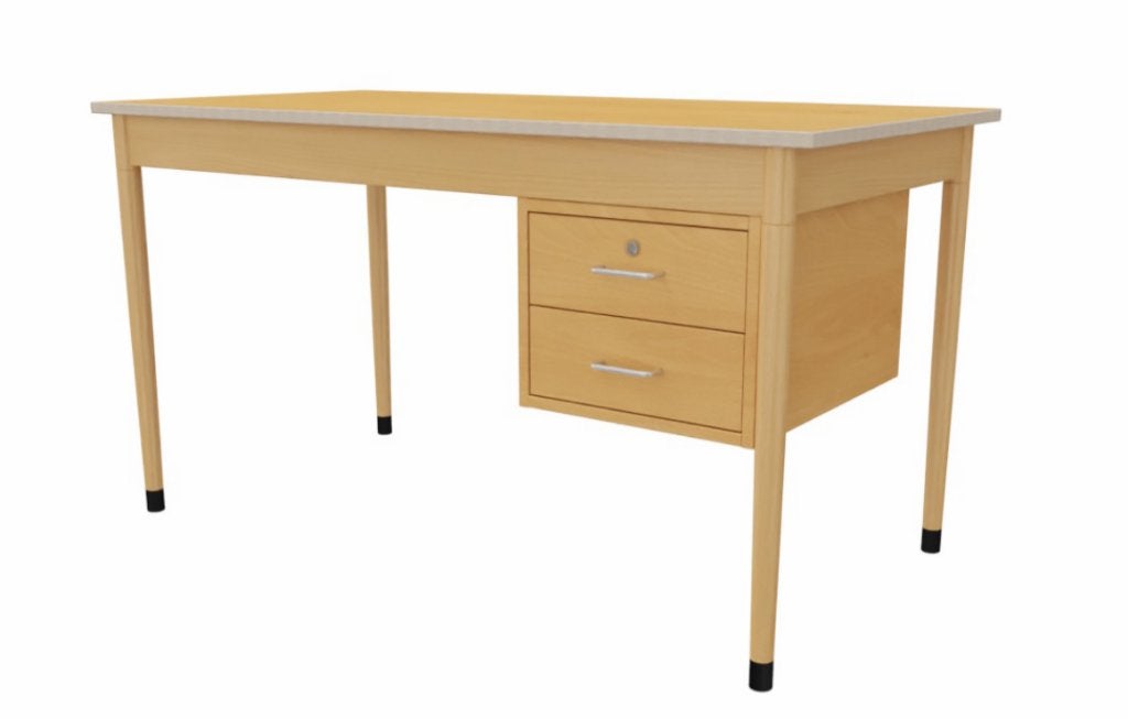 Schilte docentenbureau schoolbureau hout, Ophalen, Met lades, Gebruikt, 120 cm