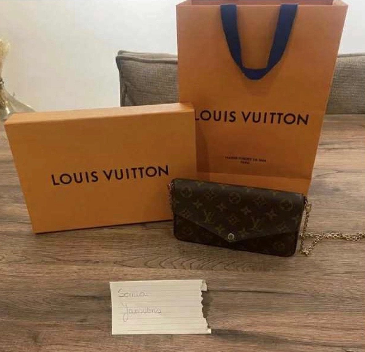 Louis Vuitton model Félicie canvas monogram, Ophalen of Verzenden, Zo goed als nieuw, Bruin, Handtas