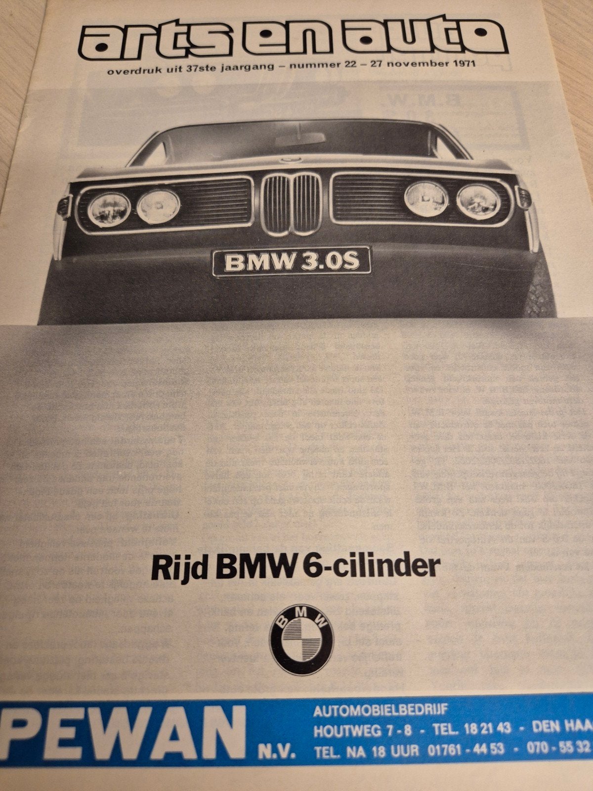 1973 Nederlands BMW 3,0S brochure izgst BMW E3 2500 serie, Ophalen of Verzenden, Zo goed als nieuw, BMW