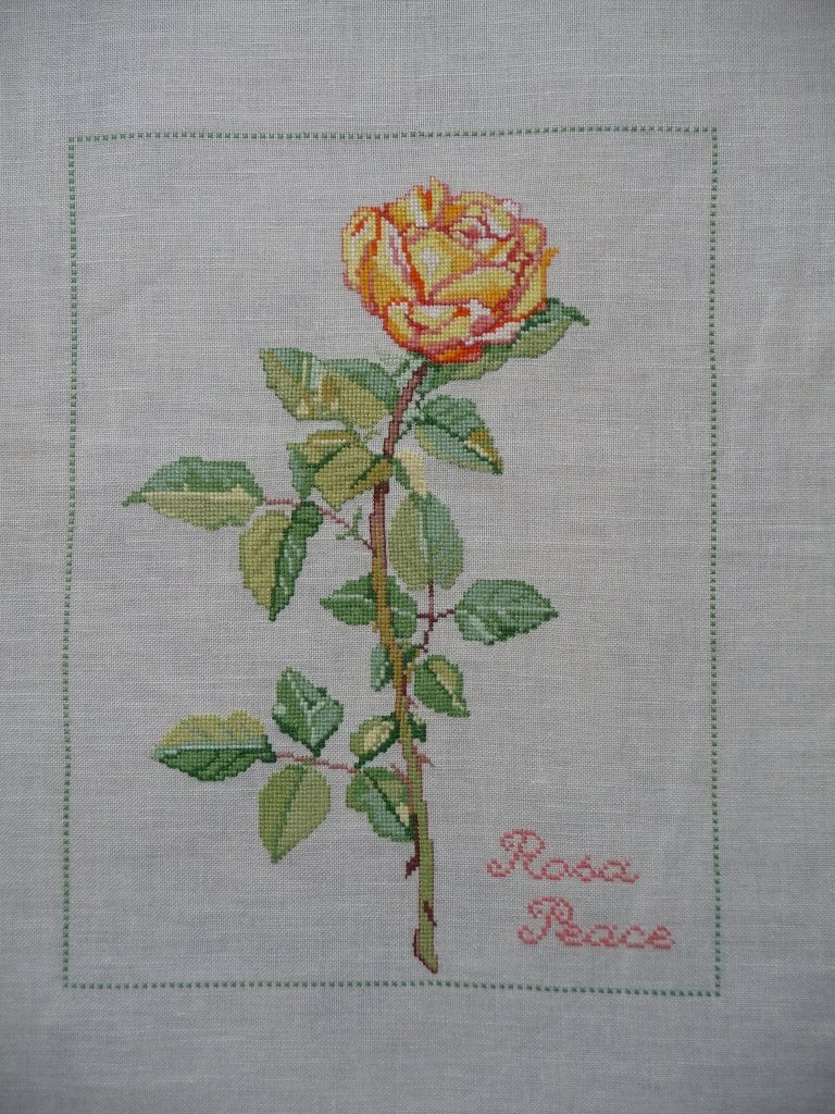 Borduurwerk "Rosa Peace", Ophalen of Verzenden, Gebruikt, Handborduren, Onderdeel of Toebehoren