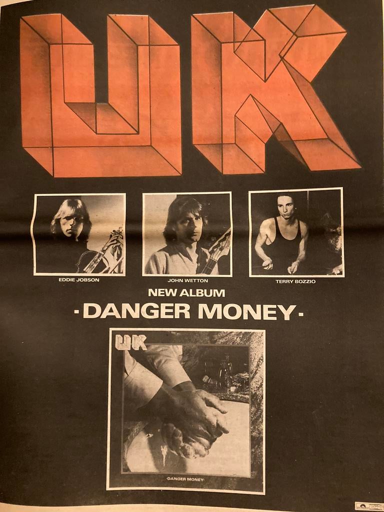 UK Danger Money A3 advertentie, Cd's en Dvd's, Ophalen of Verzenden