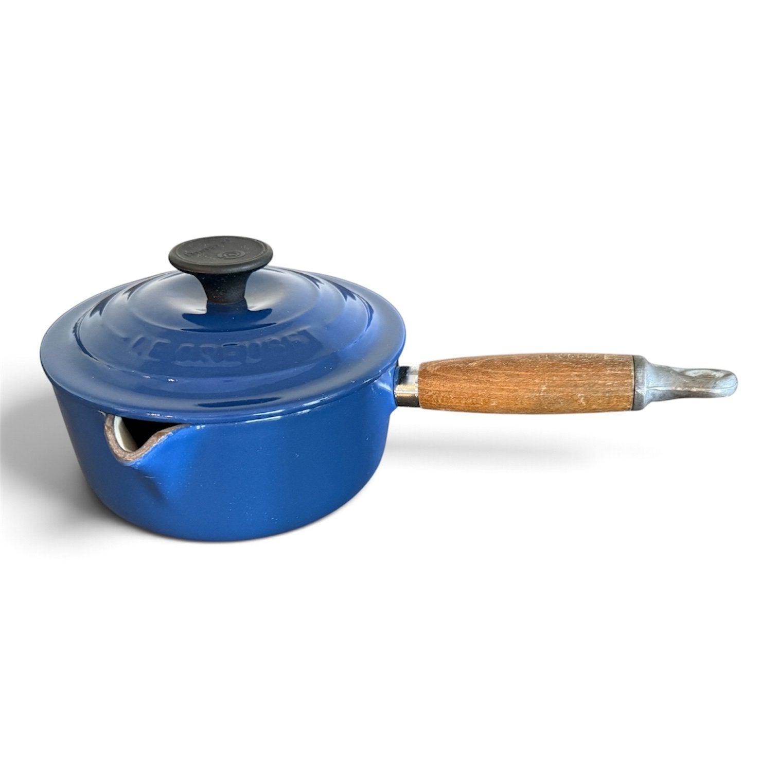 Le Creuset Steelpan Blauw - Gietijzeren Kookpan, Gebruikt, Gietijzer, Met deksel, Le Creuset