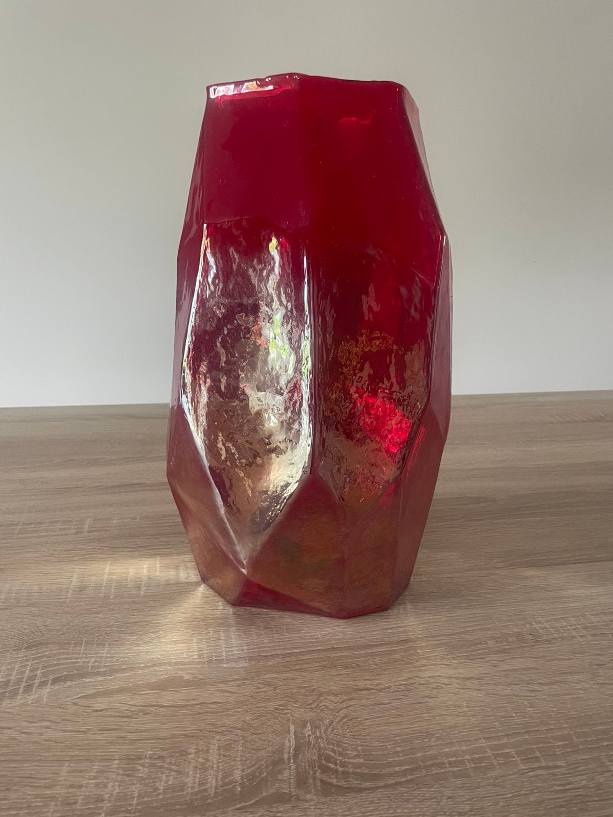 pols potten vaas graphic luster rood L, Ophalen, Minder dan 50 cm, Rood, Glas