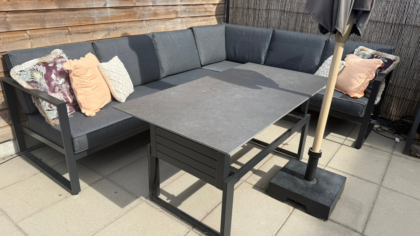 Tuintafel te koop; Jysk VONGE, Tuin en Terras, Ophalen, Zo goed als nieuw, Rechthoekig, Aluminium