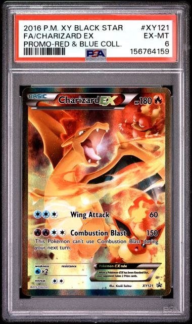 PSA 6 Charizard EX FA XY121 Promo Red & Blue 2016 Pokémon, Ophalen of Verzenden, Nieuw, Losse kaart, Foil