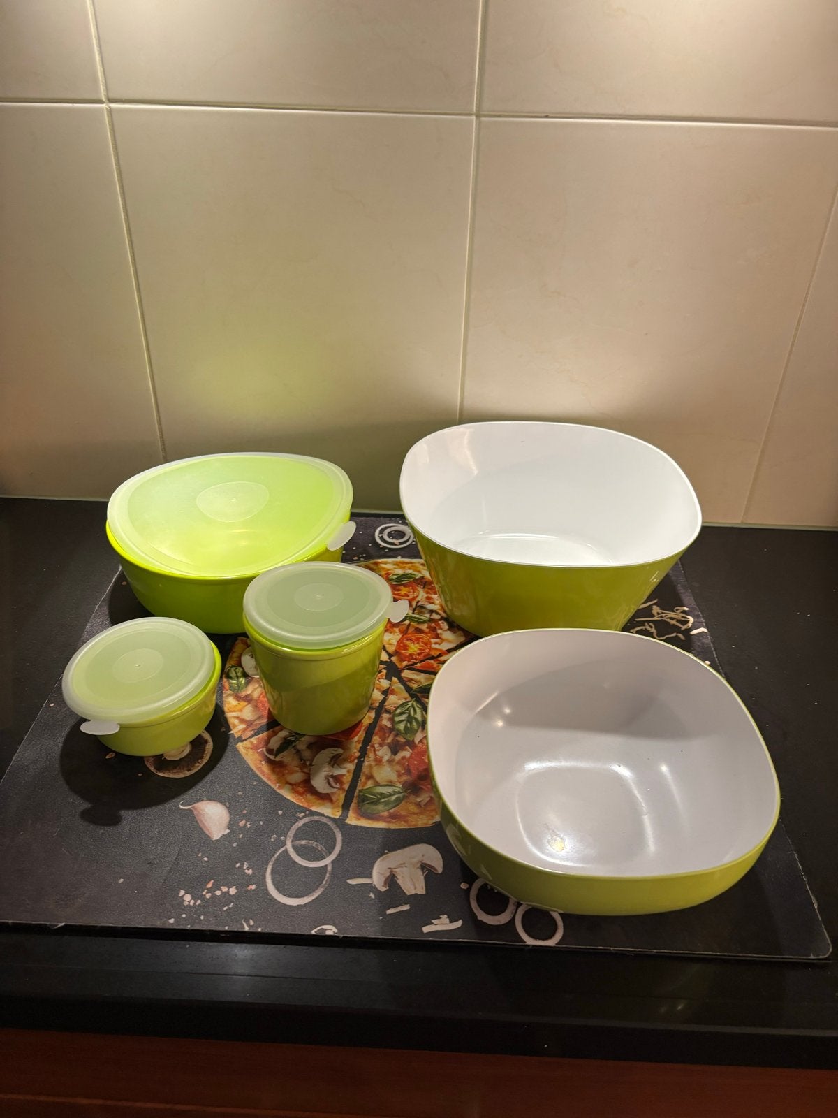 Mepal Rosti kommen en bakjes set - Goede staat, Ophalen of Verzenden, Gebruikt, Kunststof, Groen