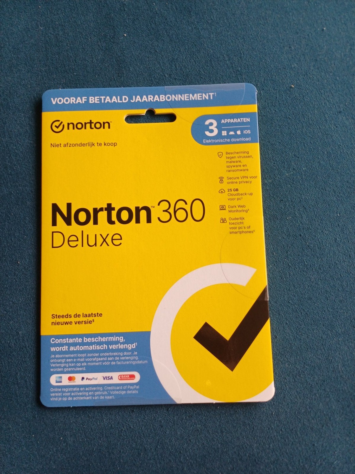 Norton 360 Deluxe - 1 jaar abonnement voor 3 apparaten, Computers en Software, Ophalen of Verzenden, Nieuw, Norton, MacOS