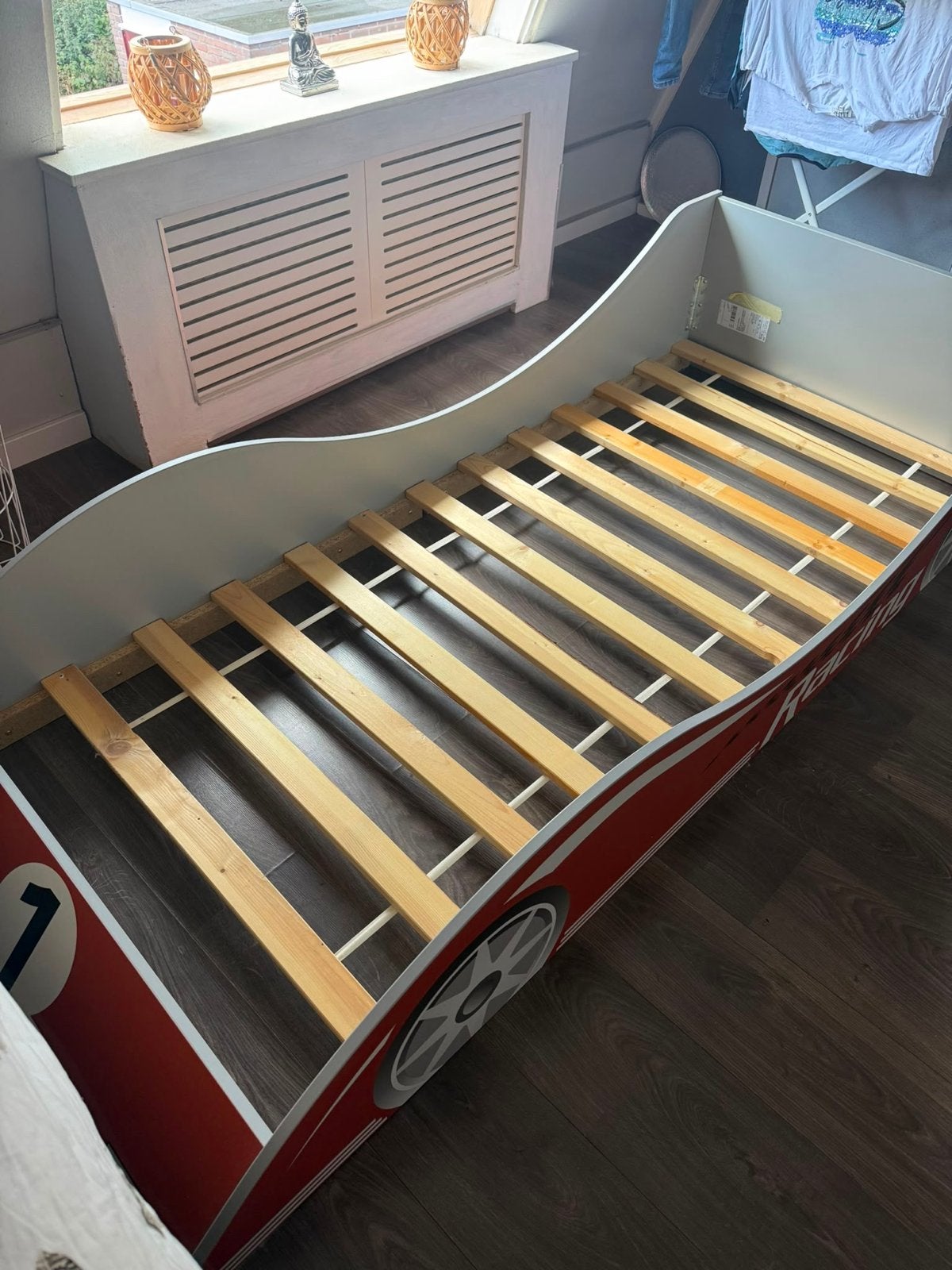 Kinderbed raceauto rood - 90x200 cm, Huis en Inrichting, Slaapkamer | Bedden, Ophalen, Gebruikt, 90 cm, Eenpersoons