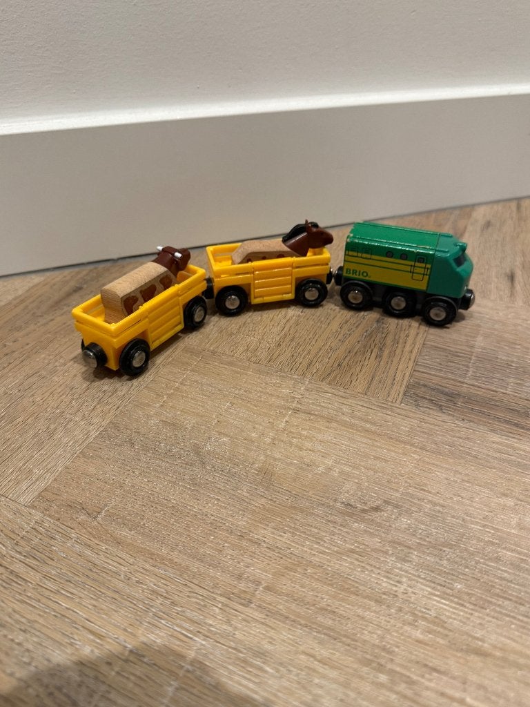 Heel goed Groen Brio boerderij dieren trein set 33404 koe, Ophalen of Verzenden, Zo goed als nieuw