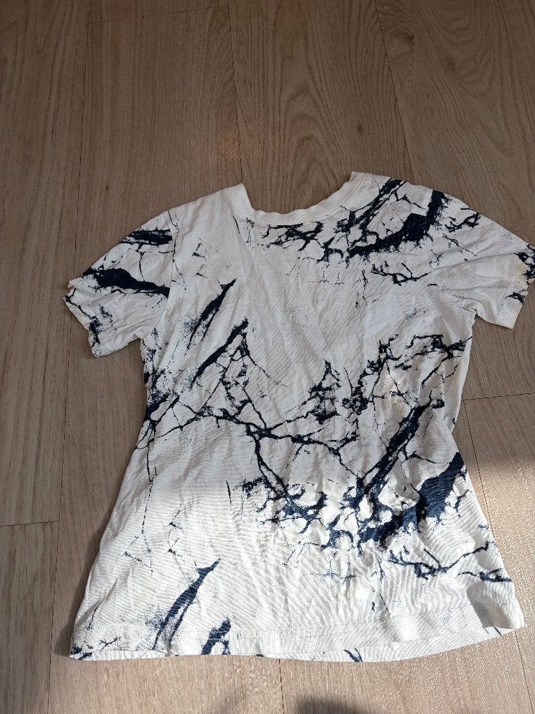 T-shirt blauwe met wit kindermaat 134/140, Ophalen, Wit, Zo goed als nieuw, H&M