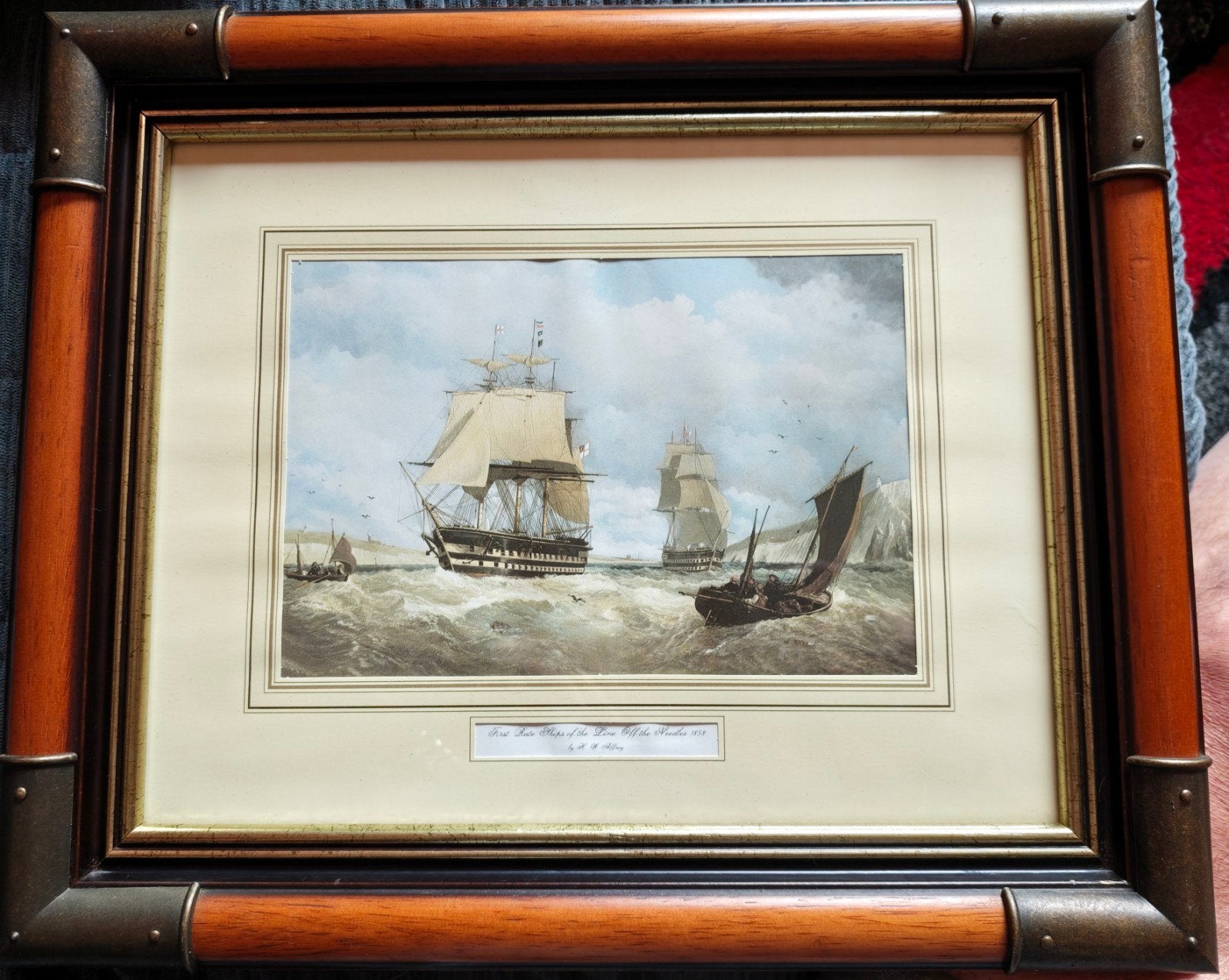 Maritiem print "First Rate Ships of the Line off the Needles, Antiek en Kunst, Ophalen of Verzenden