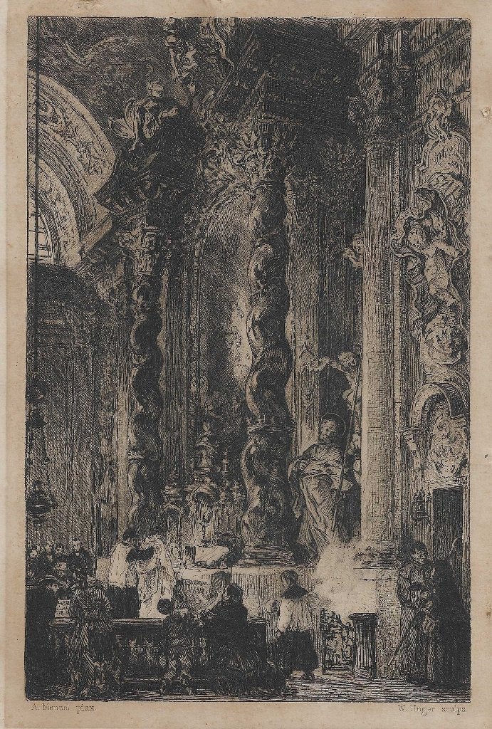 St. Annen-Altar in de Damenstiftskirche in München 1876, 1800 - 1899, Religie, Ophalen of Verzenden, 13 cm