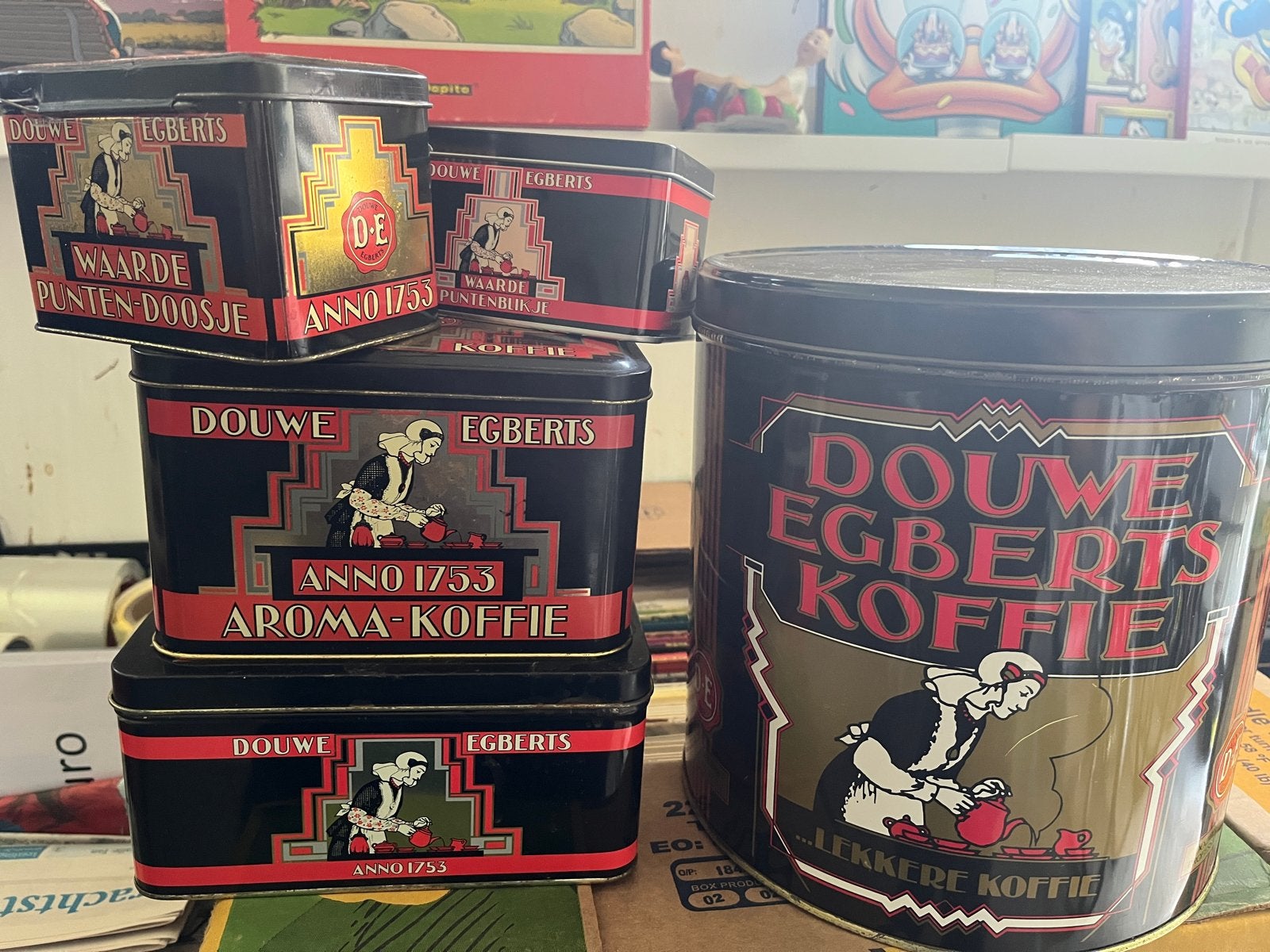 Vintage Douwe Egberts Koffieblikken - Diverse Maten, Ophalen of Verzenden, Gebruikt, Koffie, Douwe Egberts