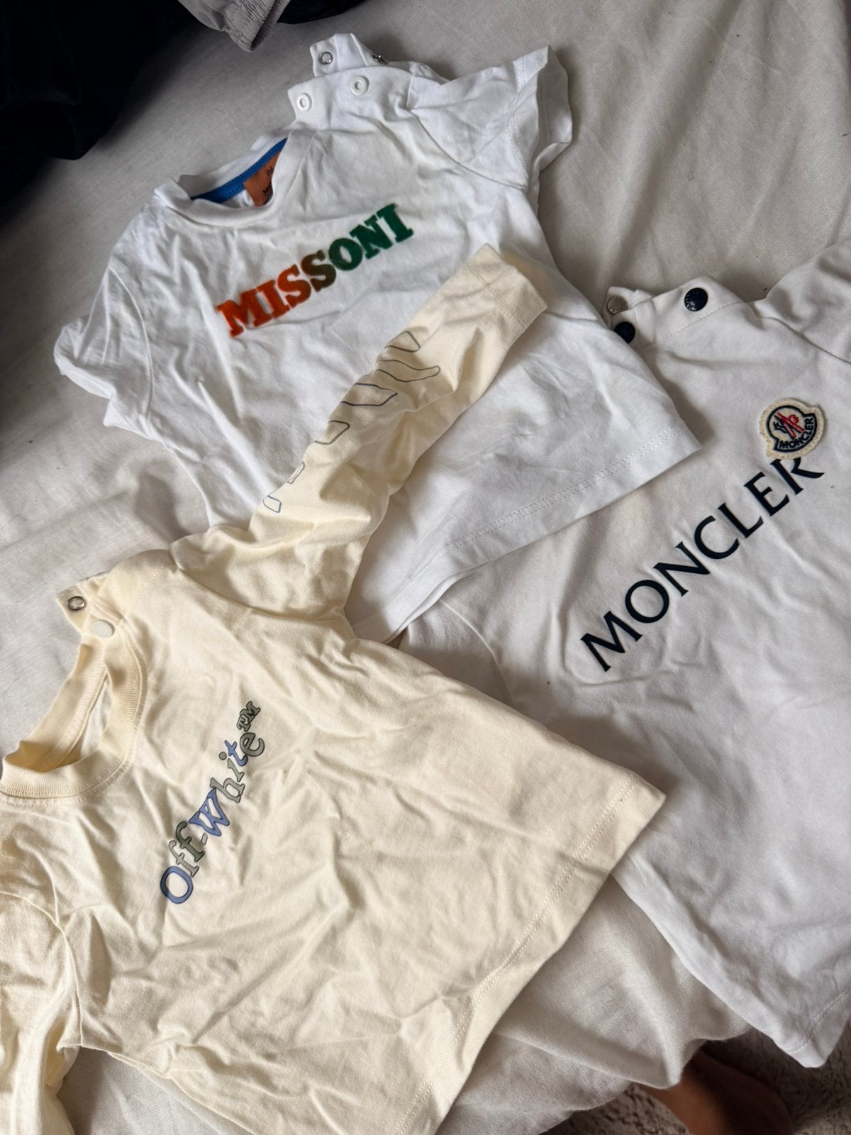 Moncler off white Missoni baby shirtjes, Ophalen of Verzenden, Gebruikt