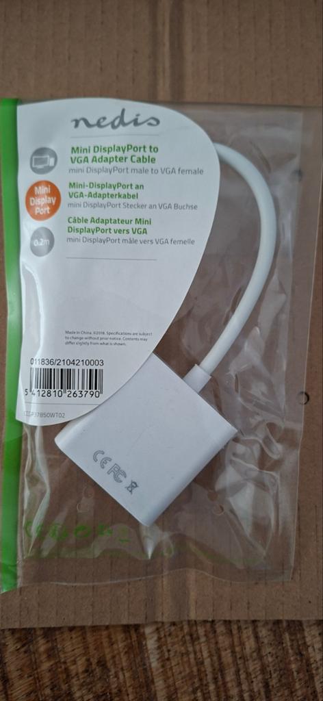 Nedis Mini DisplayPort naar VGA Adapter Kabel 0.2m, Computers en Software, Pc- en Netwerkkabels, Nieuw, Ophalen of Verzenden