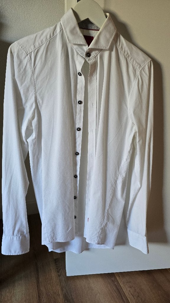 Witte blouse van Parfumo Pure slim fit maat S, Kleding | Heren, Overhemden, Ophalen of Verzenden, Zo goed als nieuw, Wit, Halswijdte 38 (S) of kleiner