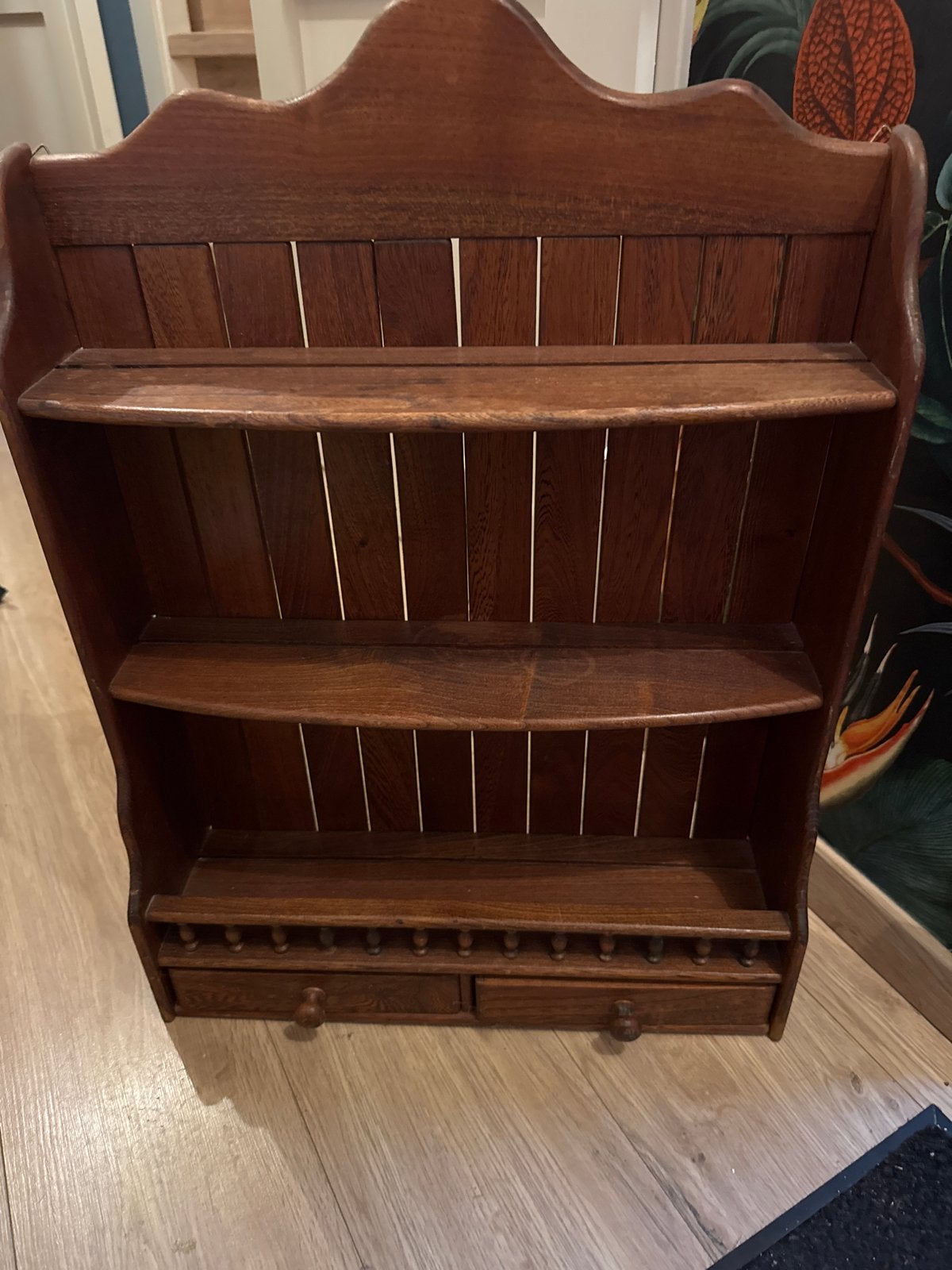 Vintage Houten Wandrek met Lades - Rustieke Stijl, Ophalen of Verzenden