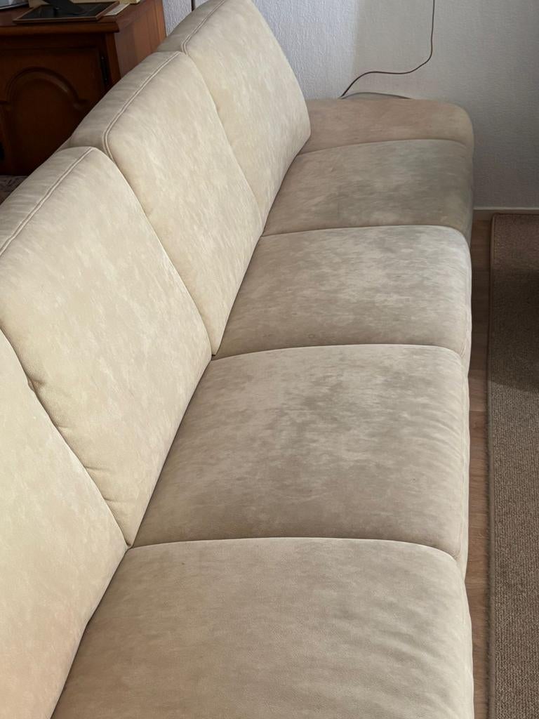 Nubuck bank wit/beige ophalen in Hilversum, Ophalen, 75 tot 100 cm, Driepersoons, 200 tot 250 cm