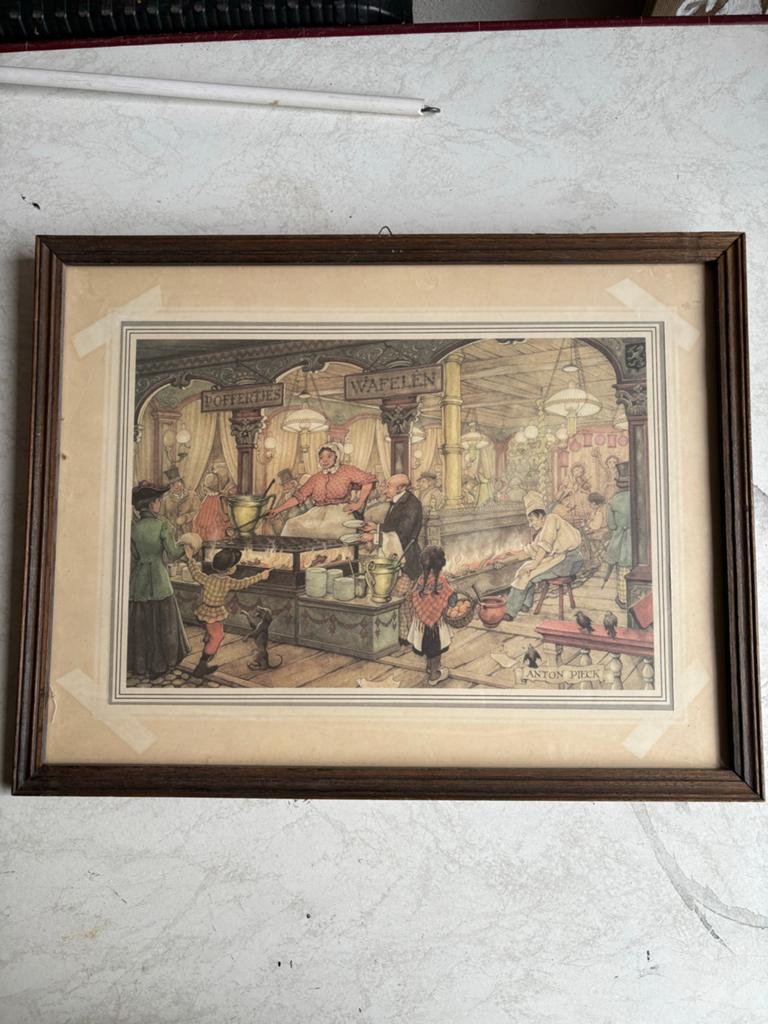 2 Anton Pieck Prenten: 'Wafelen en Oliebollen' & 'Circus', Ophalen of Verzenden