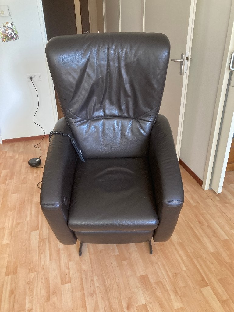 Sta op stoel donkerbruin leer, Ophalen, Gebruikt, 50 tot 75 cm, Leer