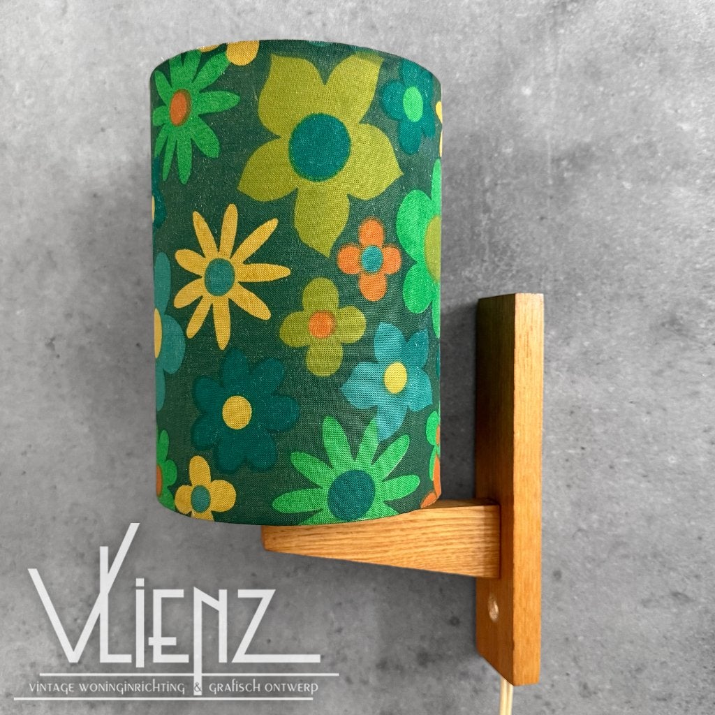 Vintage, midcentury, retro wandlamp bloemenkap hout, -, -, Ophalen of Verzenden, Overige merken