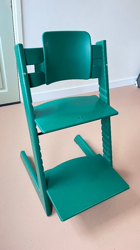 Stokke Trip Trap Groen + accessoires (new model), Ophalen, Zo goed als nieuw, Meegroeistoel, Aanschuifbaar